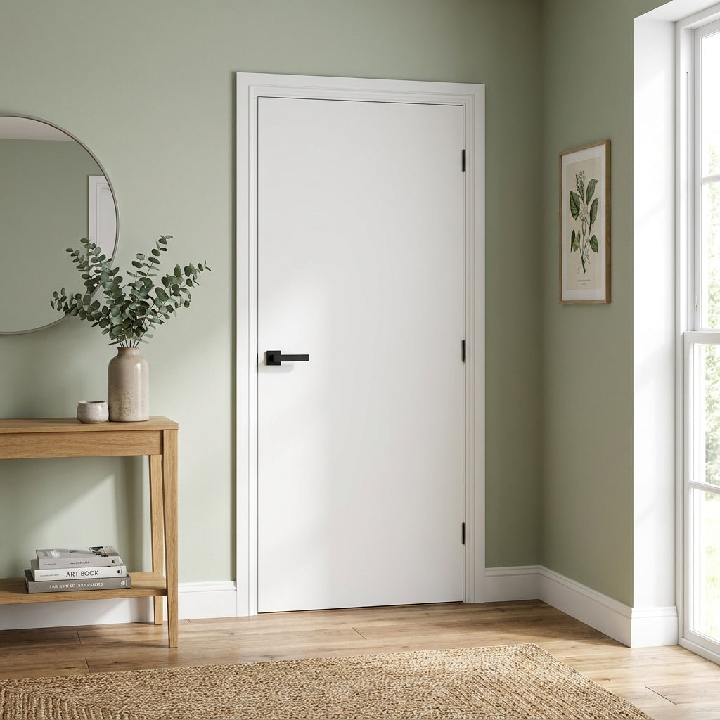 FD30 Rated White Internal Fire Door, Primed Smooth Finish, Flush Design