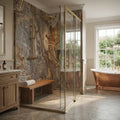 PVC Gloss Shower Wall Panel River Marble 2400x1000mm Fully Waterproof