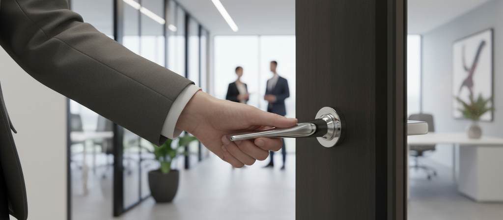 Premium Designer Lever Door Handle on Round Rose - Crafted with Finest Materials and Sophisticated Technology