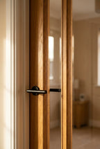 Internal Oak Door Fully Finished FD30 Fire Rated with 3 Light Clear Glass - detail view