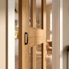 Bi-fold Internal Oak Door Unfinished with 1 Light Clear Glass Pattern 10 - detail view