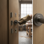 Premium Lever Latch and Bathroom Handle Pack with Satin Black Nickel Finish, Includes Hinges and Latch