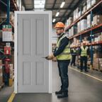 Premium Grey Moulded Textured 4 Panel Fire Door - FD30 Fire Rated for Modern Homes