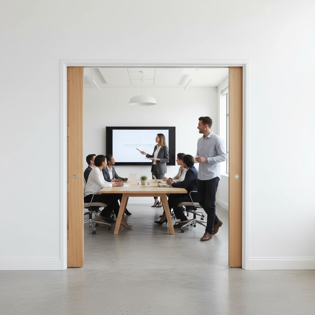 Premium Clear Glazed Oak Telescopic Pocket Door System with Wooden Jamb Kit and 15-Year Guarantee for Flexible Room Layouts