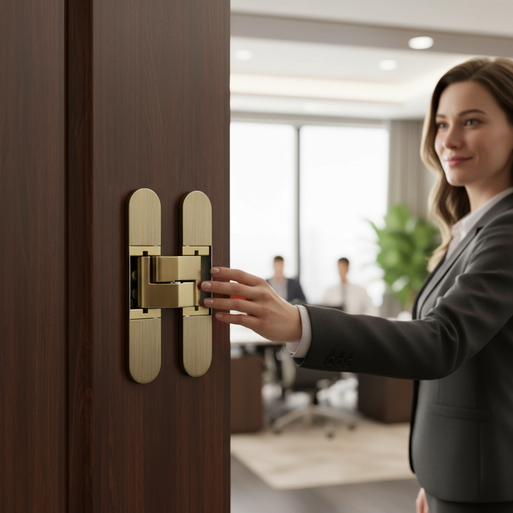 Premium Antique Brass Concealed Hinge - Stylish Door Hardware with Durable Finish and Compact Dimensions