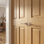 Internal Victorian 4 Panel Oak Door Unfinished Solid Engineered Core - detail view