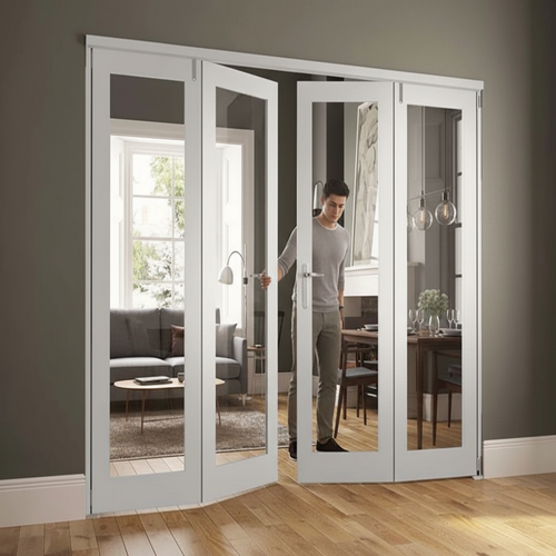 Premium 10 Fold Flat Internal Door Set 2400mm with Toughened Safety Glass and Stainless Steel Hardware