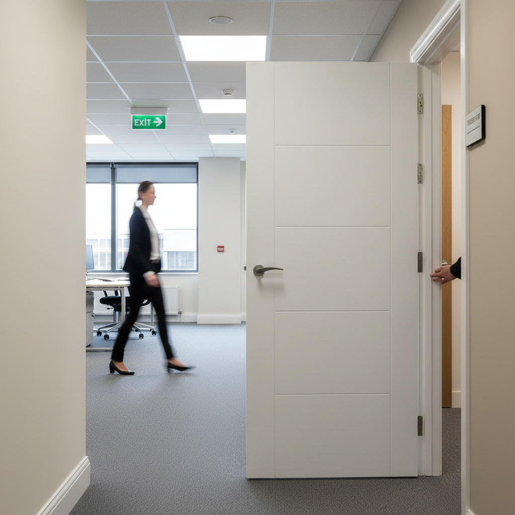 Premium Contemporary White Fire Door with 5 Ladder Style Panels - FD30 Certified for 30-Minute Fire Resistance