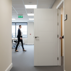 Premium Contemporary White Fire Door with 5 Ladder Style Panels - FD30 Certified for 30-Minute Fire Resistance