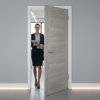 Premium White Grey Laminate Door with Semi-Solid Construction and Textured Surface for Contemporary Homes