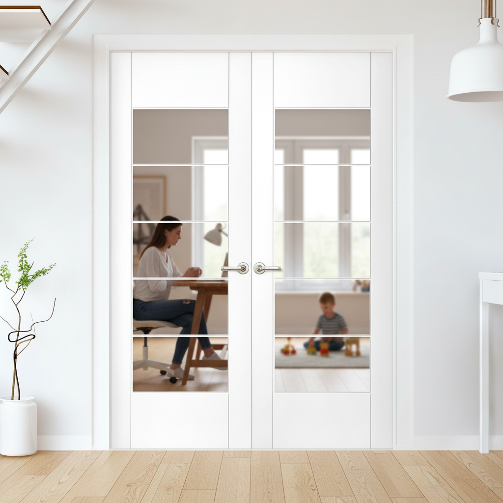 Premium Internal White Primed 7-Panel Door Pair - Elegant Design for Home Interiors - Image 2