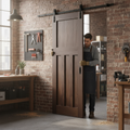Premium Walnut Internal Fully Finished Sliding Door with Black Steel Track for Elegant Space Saving