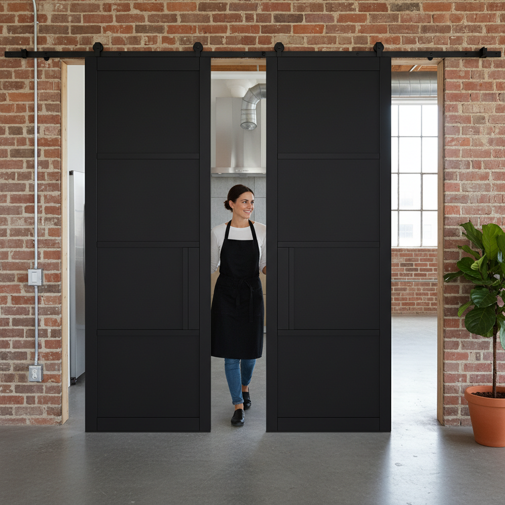 Premium Double Sliding Track System for Interior Doors - Soft Close Option, Black Finish, 2000mm & 3000mm Lengths