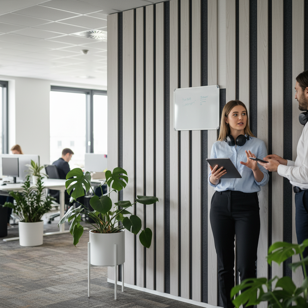 Premium Light Grey Acoustic Slat Wall Panelling - 20mm Thick, Sound Absorbing, Eco-Friendly Design for Residential and Commercial Spaces