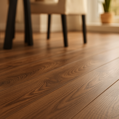 10mm Handscraped Moisture Resistant Laminate Flooring in Espresso Carpenter Oak - detail view