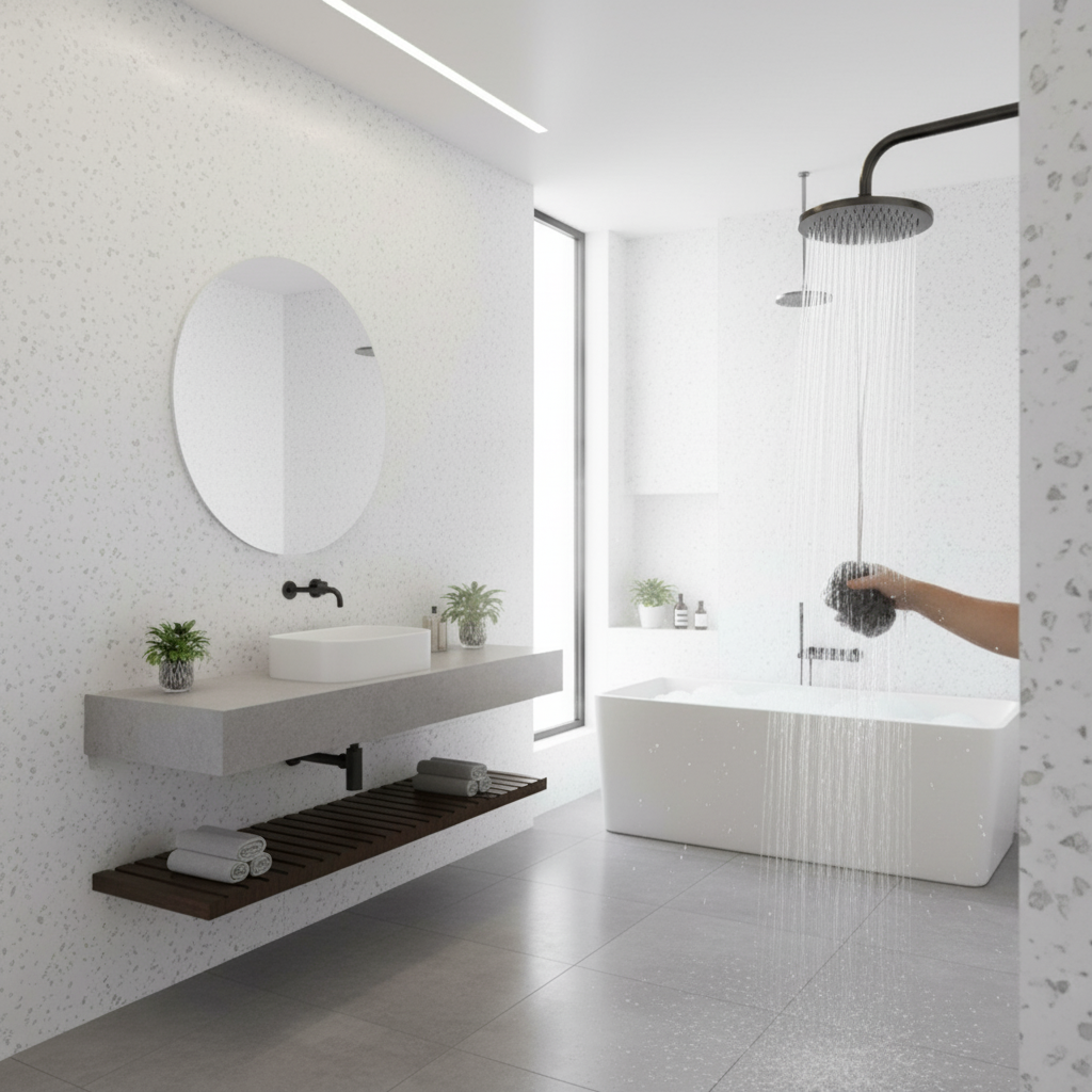 PVC Gloss Waterproof Wall Panelling in White Sparkle Finish - Durable, Mould-Resistant and Easy to Install - Image 2