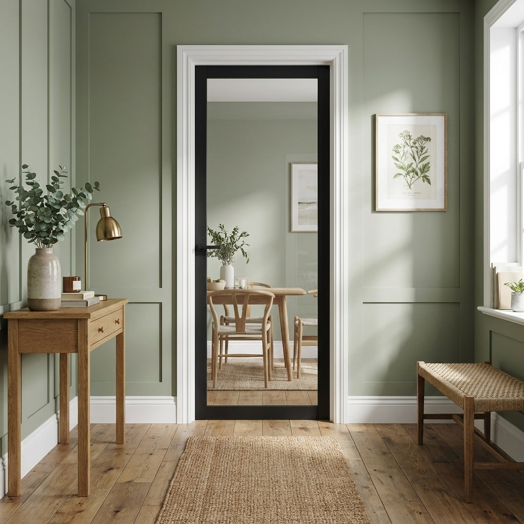 Internal Studio Door Jet Black Fully Finished with 1 Light Clear Glass