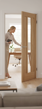 Premium Clear Glazed Internal Door with Engineered Construction and Real Oak Lipping - Multiple Sizes Available