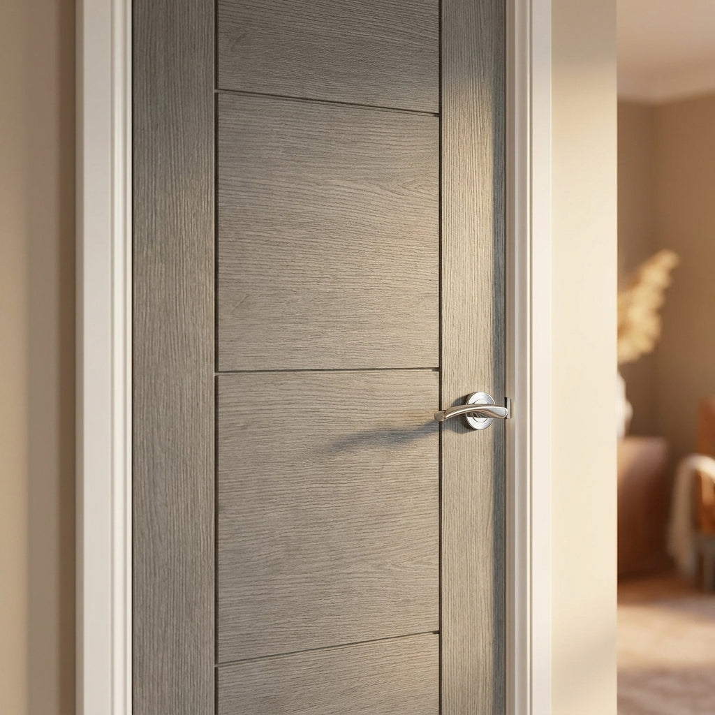 Light Grey Internal FD30 Fire Door, Fully Finished, Laminate, Solid Core - detail view