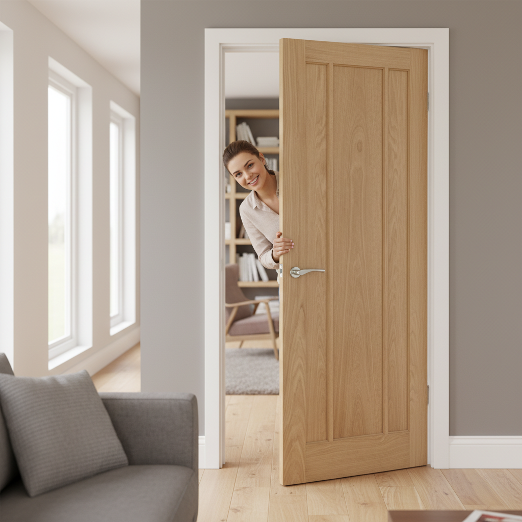 Premium Unfinished Oak Worcester Internal Door - Versatile Design with Engineered Construction and A-Grade Veneer