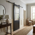 Internal Fully Finished Black Door with 1 Panel 2 Light Clear Glass Design