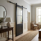 Internal Fully Finished Black Door with 1 Panel 2 Light Clear Glass Design