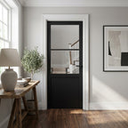 Internal Black Door with 1 Panel and 2 Light Clear Glass, Fully Finished
