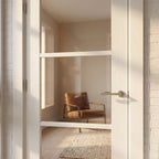 Internal Door with Primed Finish and 3 Light Clear Glass Design - detail view