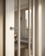 FD30 Rated White Internal Fire Door with Clear Glass, Primed, Solid Core - detail view
