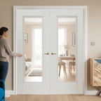 Premium Clear Glazed Internal Door Pair with Decorative Moulding for Elegant Interiors