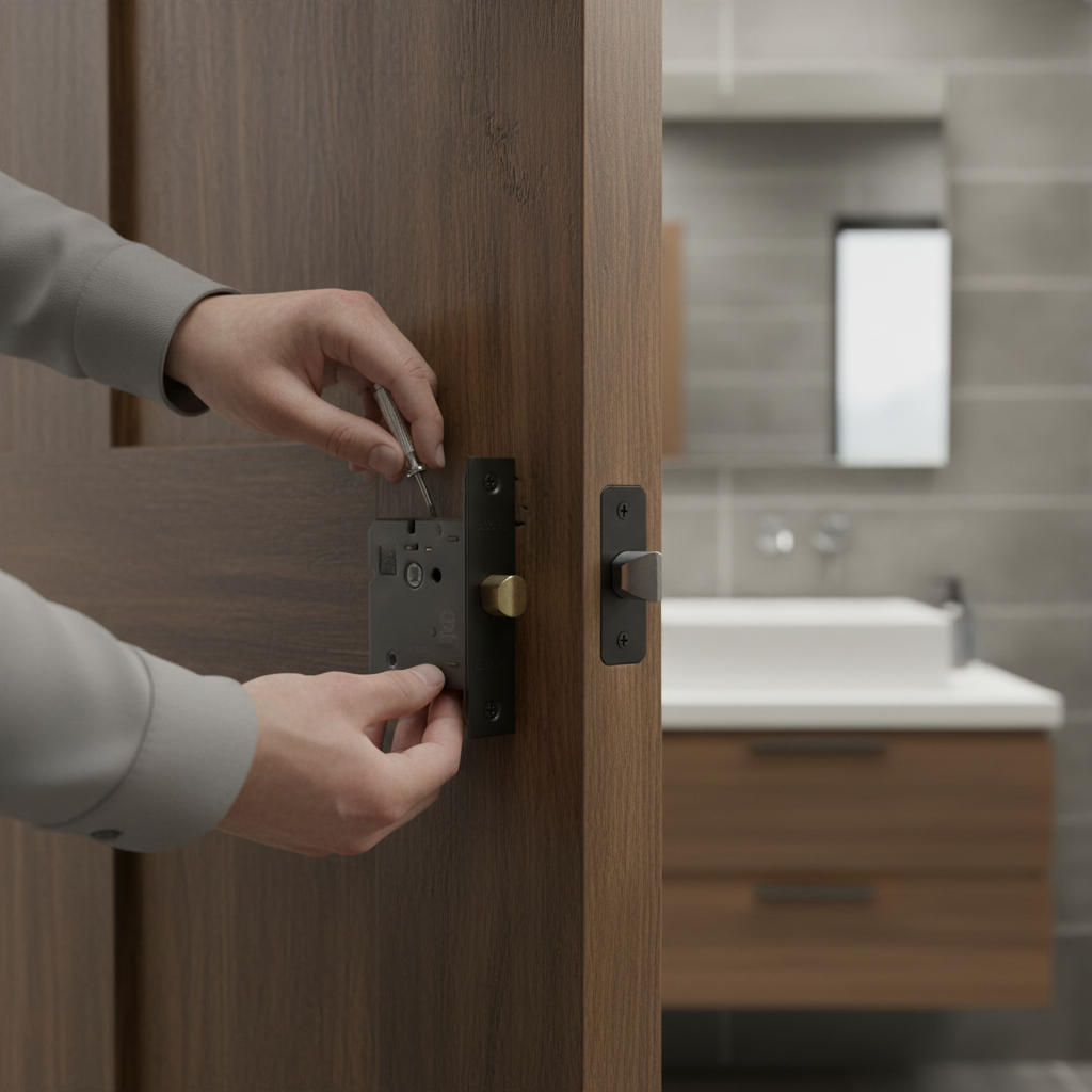 Premium 76mm (3'') Bathroom Lock - Matt Black Finish for Internal Doors - High-Quality Professional Grade for Industrial and Commercial Applications