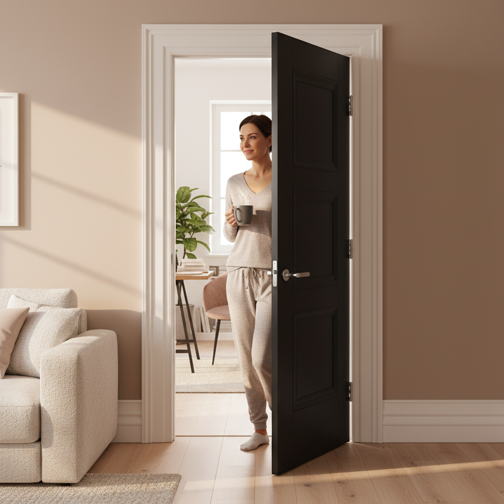 Premium Internal Black Primed Door with Engineered Construction and Detailed Mouldings - Multiple Sizes Available