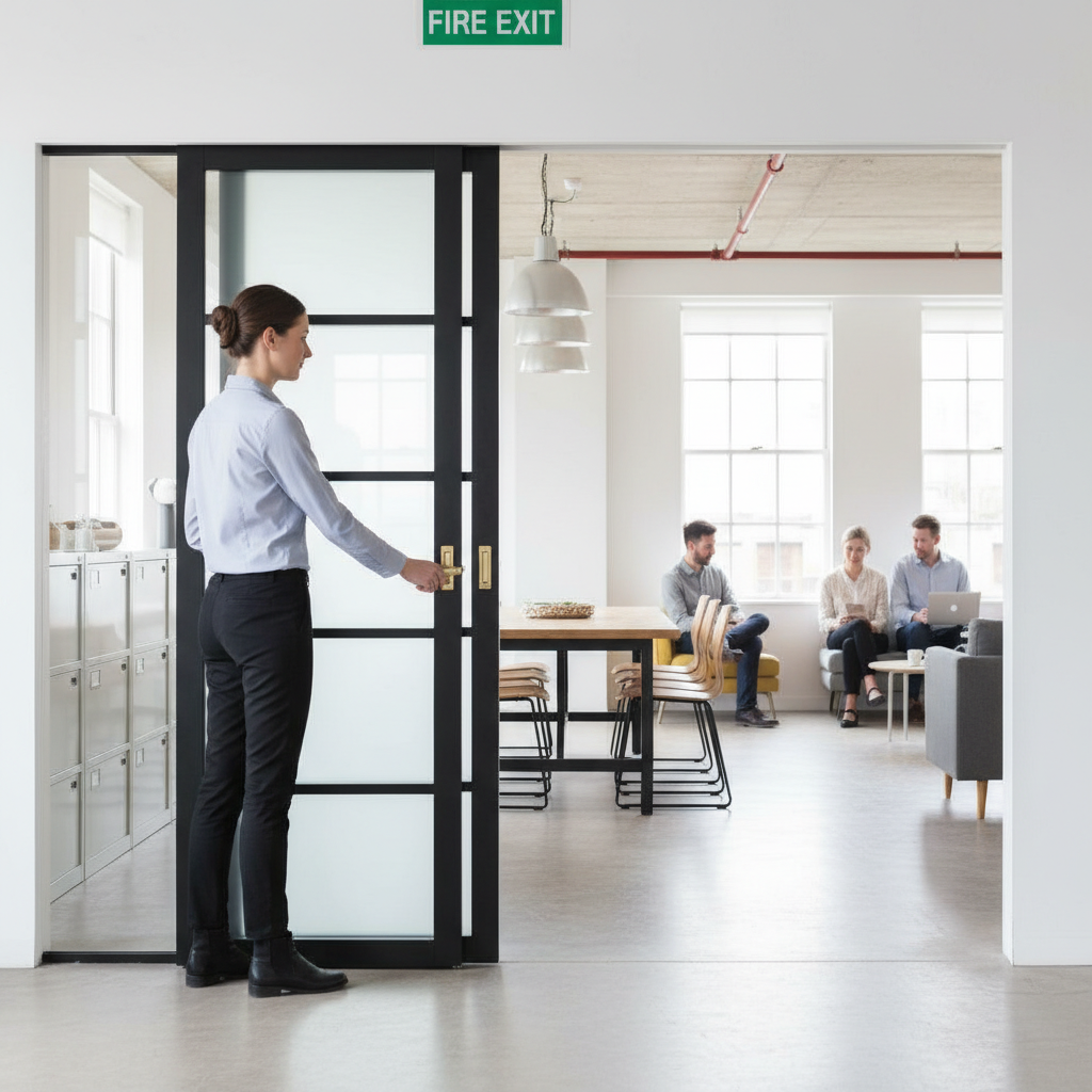 Premium Extra Slim Fire Rated Pocket Door System with Galvanised Steel Frame and Comprehensive Timber Lining Kit