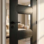 Black Internal Door with 3 Light Clear Glass, Fully Finished, Made to Measure - detail view