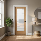 Oak Internal Door Unfinished with Solid Engineered Core and Obscure Glass