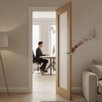 Premium Unfinished Internal Door with Obscure Laminated Glass - Crown Cut American White Oak Design