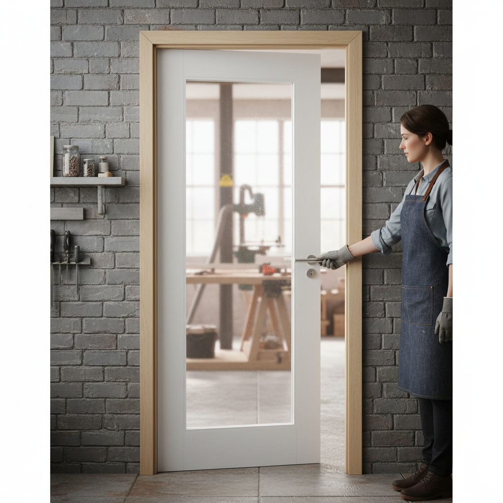 Premium Obscure Glazed Interior Door with Solid Core and Custom Size Options - High-Quality Professional Grade for Industrial and Commercial Applic...