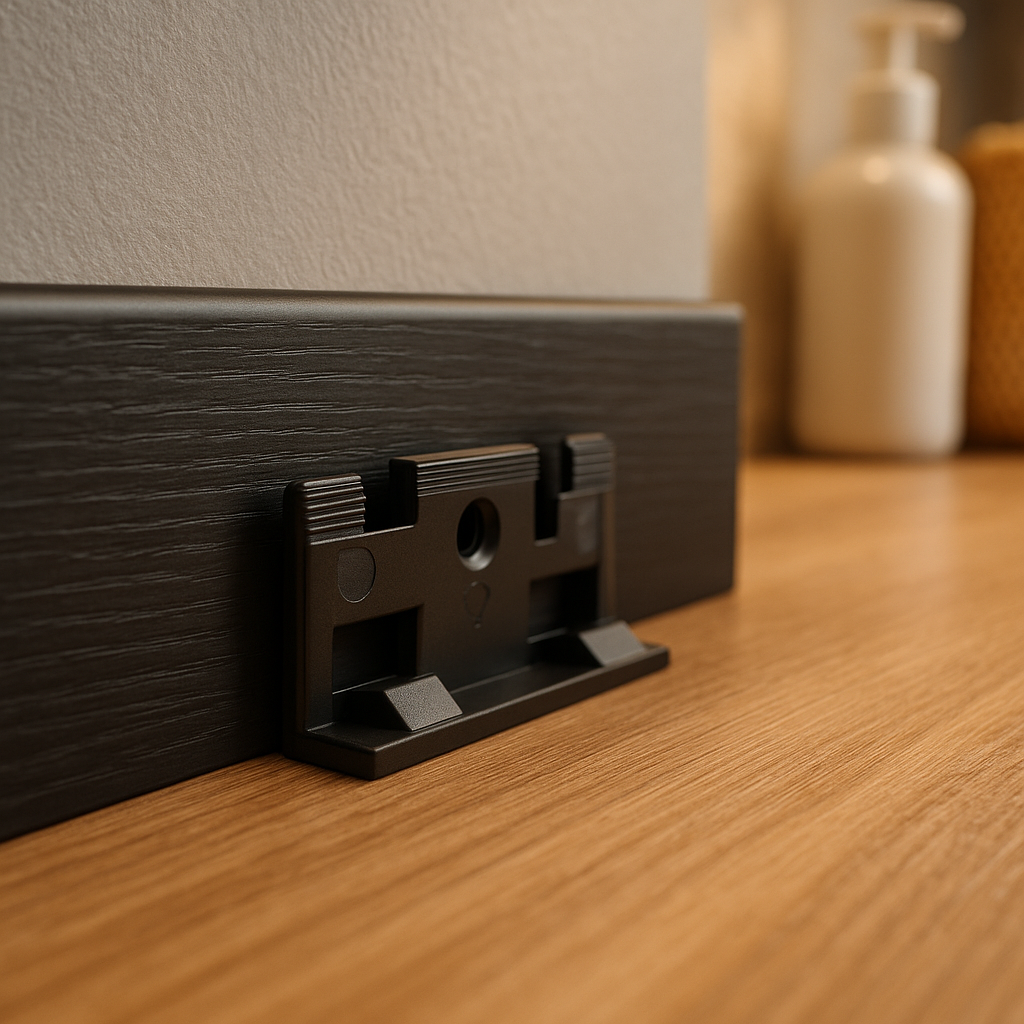 Black Skirting Board Fastening Clips for Easy Installation - detail view
