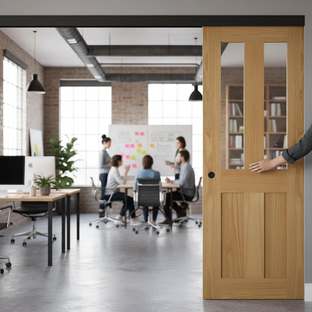 Premium Clear Glazed Flush Pocket Door Set with Modern Design and Space-Saving Features