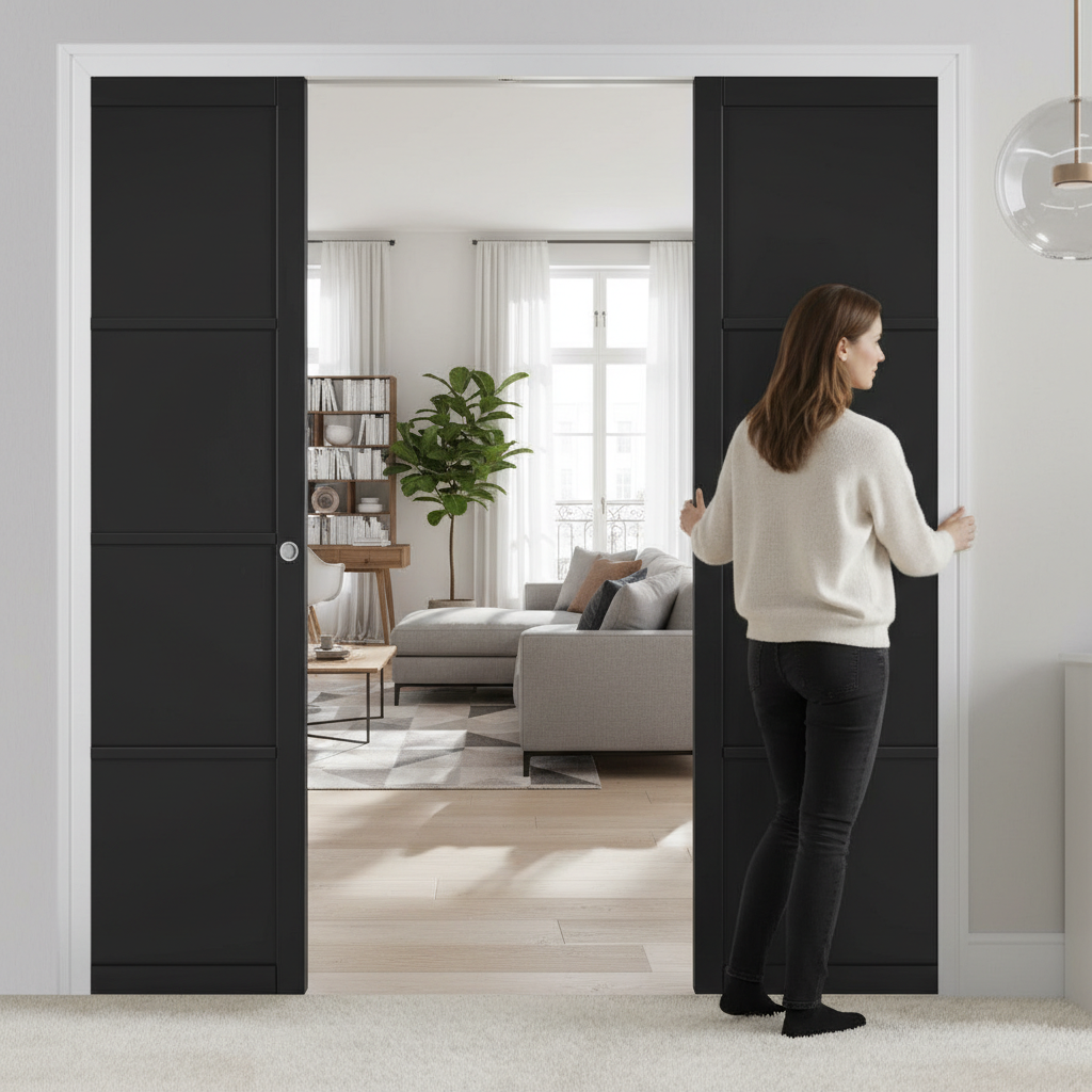 Premium Heavy Duty Double Pocket Door Set with Galvanised Steel Frame and Adjustable Jambs for Seamless Installation