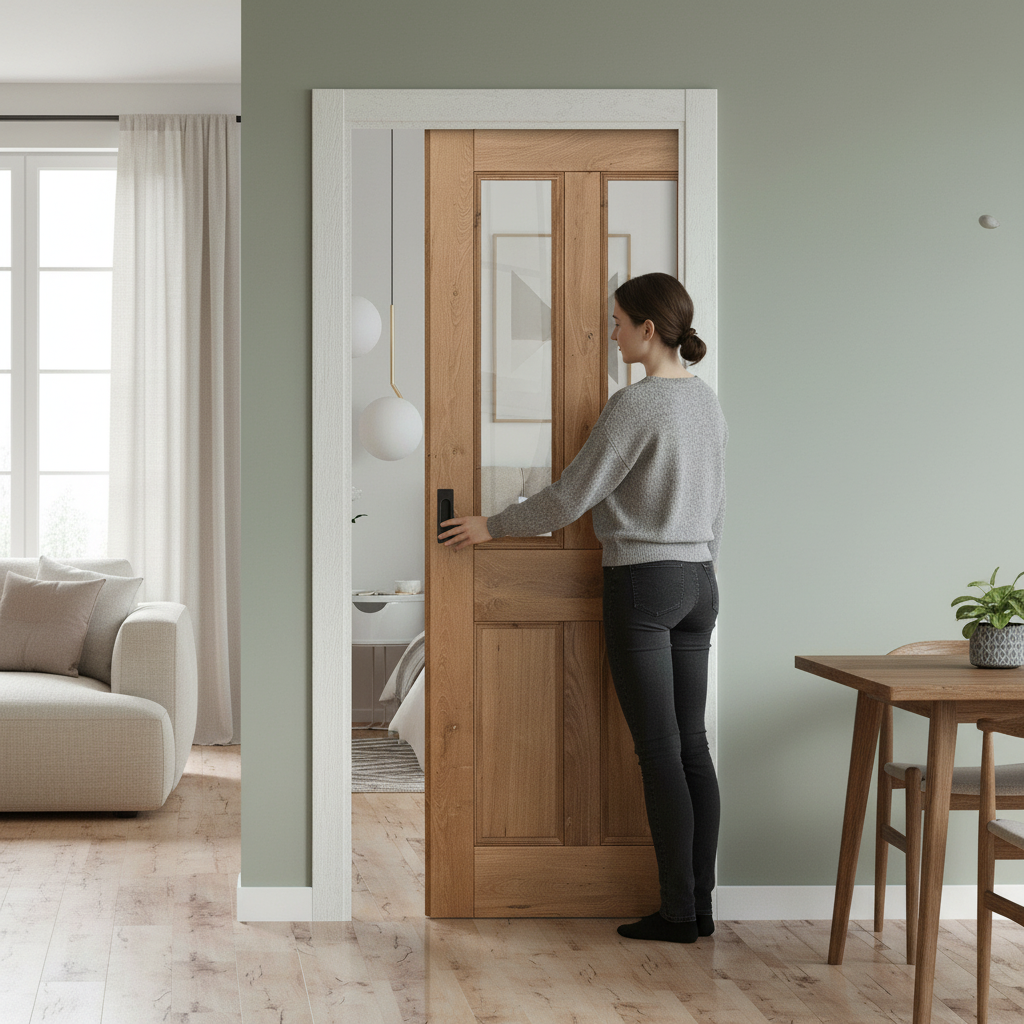Premium Fully Finished Internal Pocket Door Set with 4 Glazed Panels for Space-Saving Solutions - Image 2