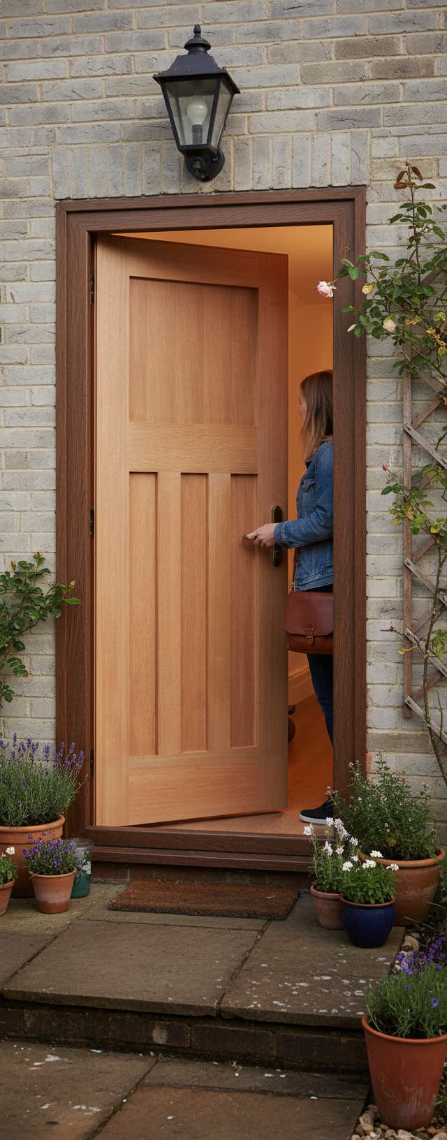 Premium 1930's Style Exterior Hardwood Door with Engineered Construction and A-Grade Veneer
