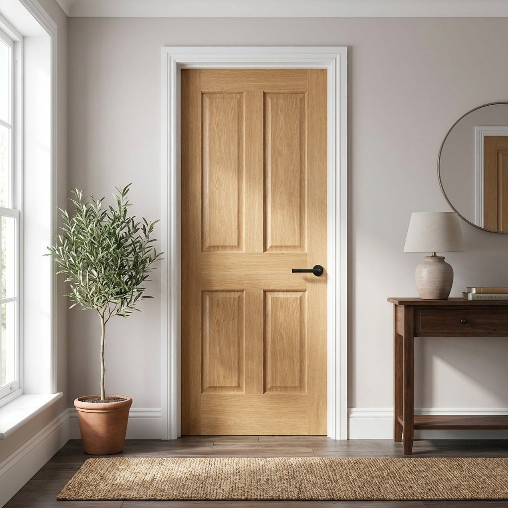 Internal Oak Door Unfinished Traditional Victorian 4 Panel