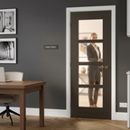 Premium Clear Glazed Door in Smoked Oak Finish - Stylish and Warm Design - High-Quality Professional Grade for Industrial and Commercial Applications