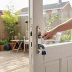 External Back Door Lever Handle Set - Polished Stainless Steel with Modern Design for Enhanced Security and Elegance -...