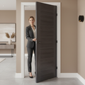 Premium Laminate Fire Door with Dark Grey Finish and Textured Surface for Enhanced Aesthetics and Safety