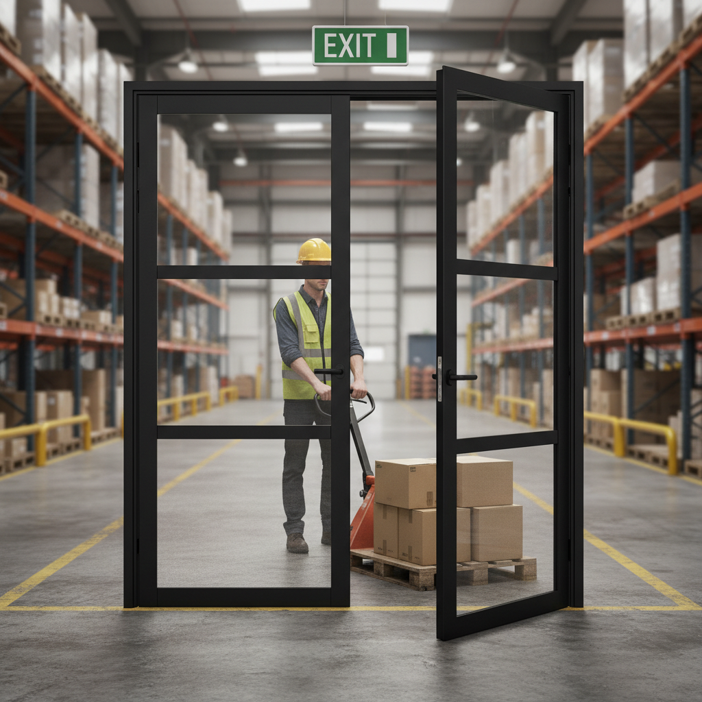 Premium Custom Made Industrial Style 3L Fire Door Pair with 30-Minute Fire Rating and Clear Fire Glass