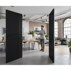 Premium Fully Finished Industrial Style Door Pair - Black MDF Construction with Solid Lock Blocks and Standard Handle Compatibility