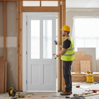 Premium Internal Primed Flat Victorian Shaker Door with 2 Clear Glass Panels and Solid Engineered Core Construction