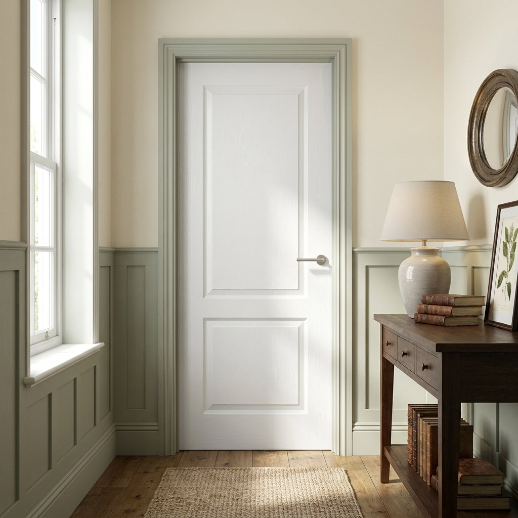 White Internal Fully Finished Smooth 2 Panel Lifestyle Moulded Door